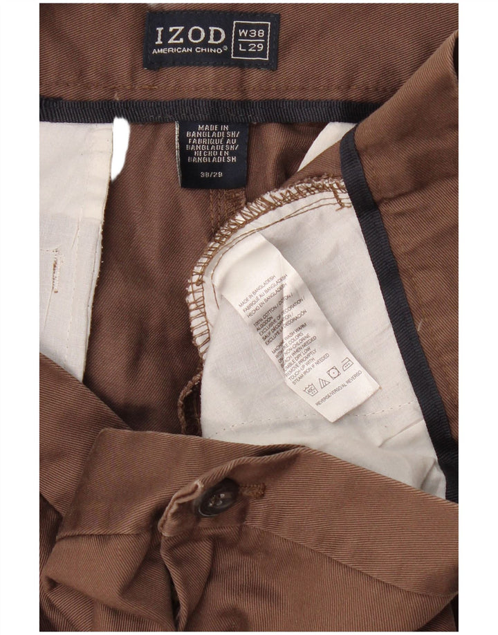 IZOD Muške ravne chino hlače W38 L29 Smeđi pamuk