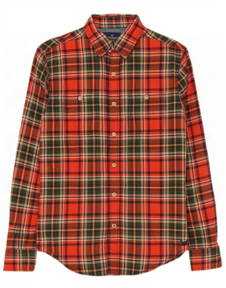 American Eagle Outfitters Klasična muška flanelska košulja malenog crvenog karirasta