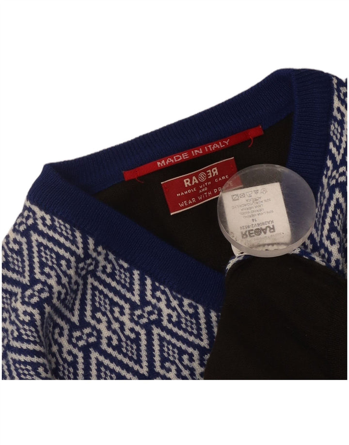 Vintage ženski džemper s V-izrezom UK 14 Srednje raznobojni patchwork
