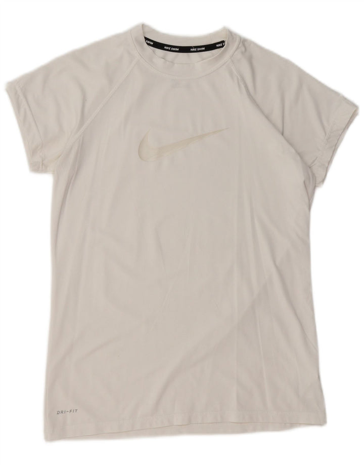 NIKE Ženska majica kratkih rukava Dri Fit Graphic Top UK 12 Srednje bijeli poliester