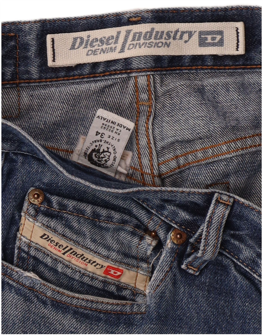DIESEL Muške ravne traperice W34 L33 Blue Cotton Classic