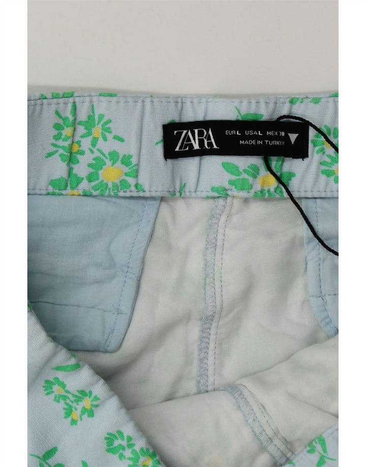 Zara ženske vruće hlačice Large W30 Plava cvjetna viskoza