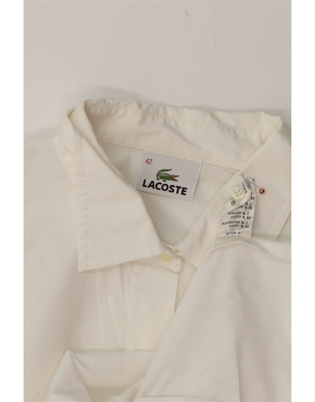 LACOSTE Womens Shirt Size 42 Medium White Cotton