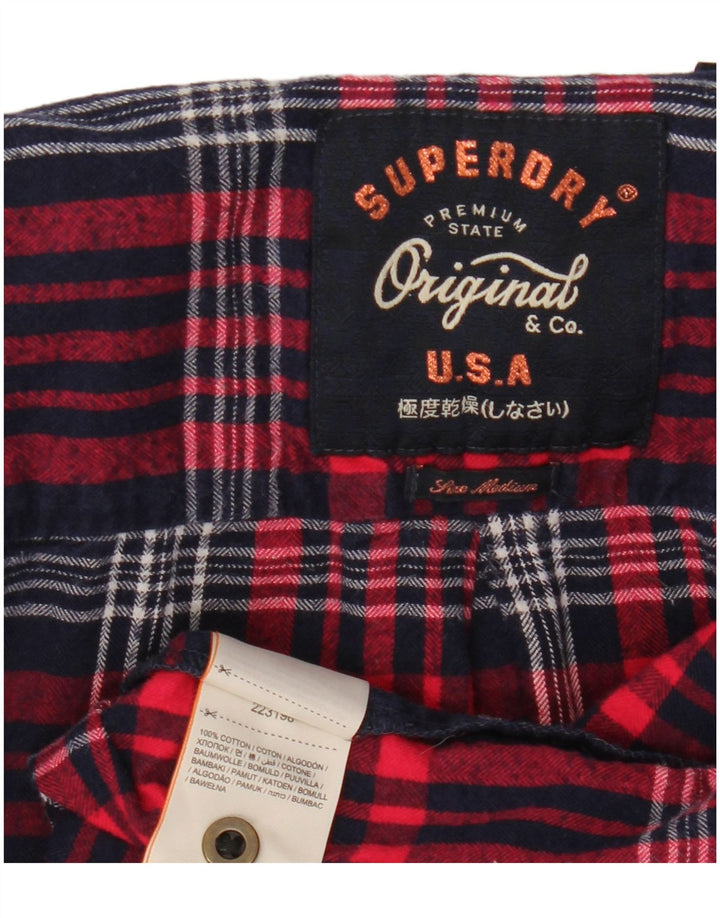 Superdry ženska flanelska košulja UK 14 Srednje crveno karirani pamuk
