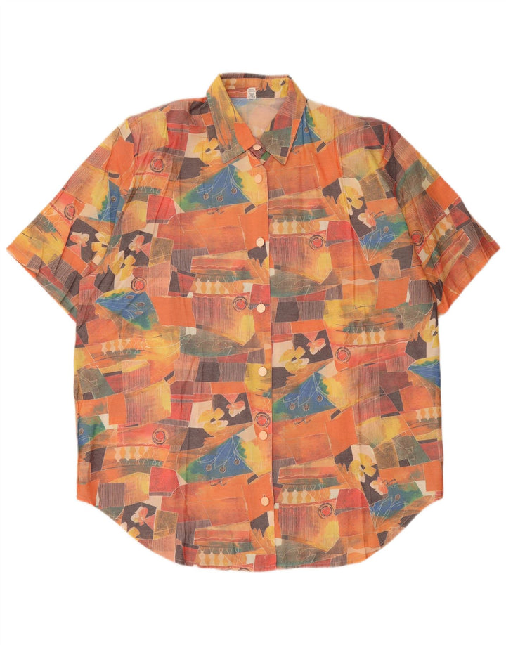 Vintage ženska košulja kratkih rukava s apstraktnim uzorkom UK 20 2XL višebojna