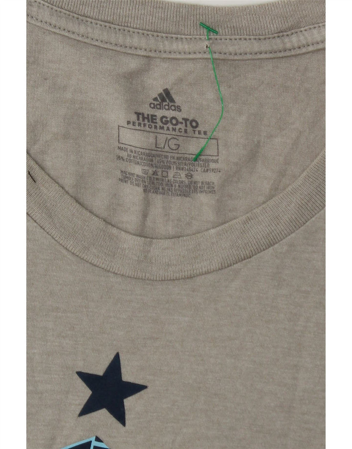 ADIDAS Mens Graphic T-Shirt Top Large Grey Polyester Vintage Adidas and Second-Hand Adidas from Messina Hembry 