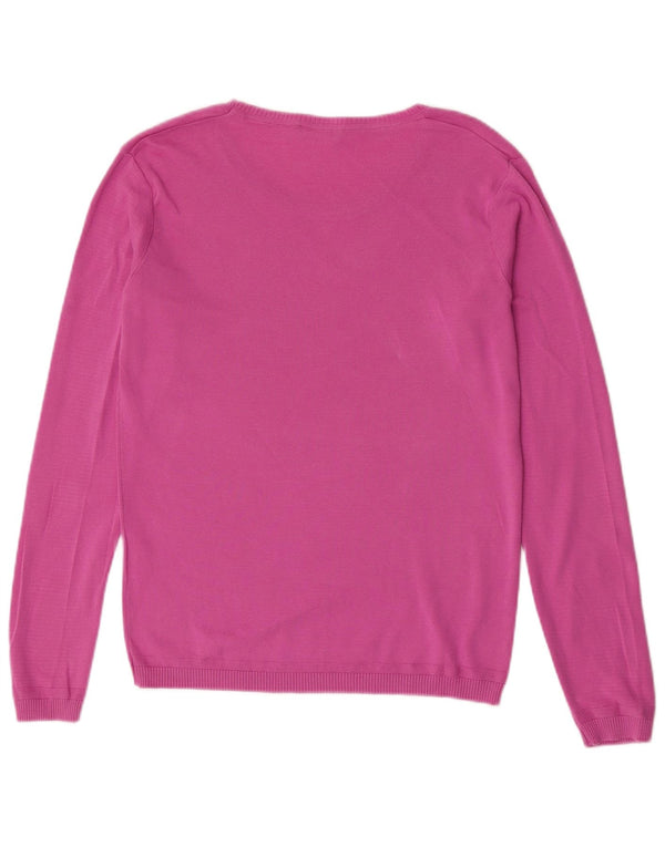 Benetton ženski džemper s morskim izrezom UK 18 XL, ružičasti pamuk