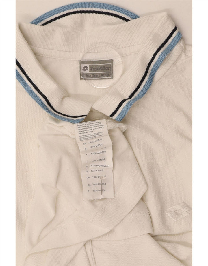 LOTTO Mens Polo Shirt 2XL White Cotton