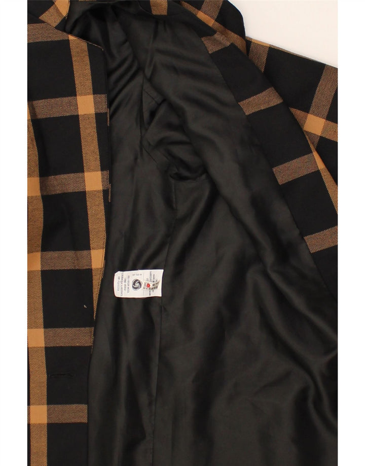 HUCKE Womens 2 Button Blazer Jacket UK 16 Large Black Check Virgin Wool Vintage Hucke and Second-Hand Hucke from Messina Hembry 