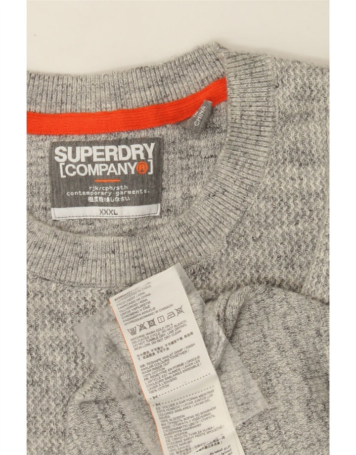 SUPERDRY muški pulover s okruglim izrezom 3XL sivi flekasti pamuk