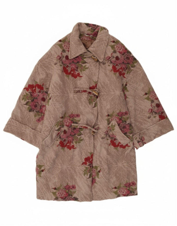 Stefanel ženski oversized Duffle Coat UK 10 Small Pink Floral Rayon
