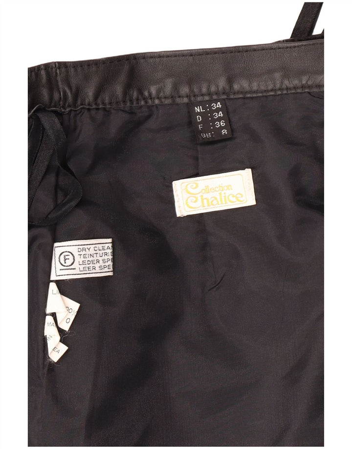 CHALICE Ženska kožna suknja visokog struka UK 8 Mala W24 crna koža