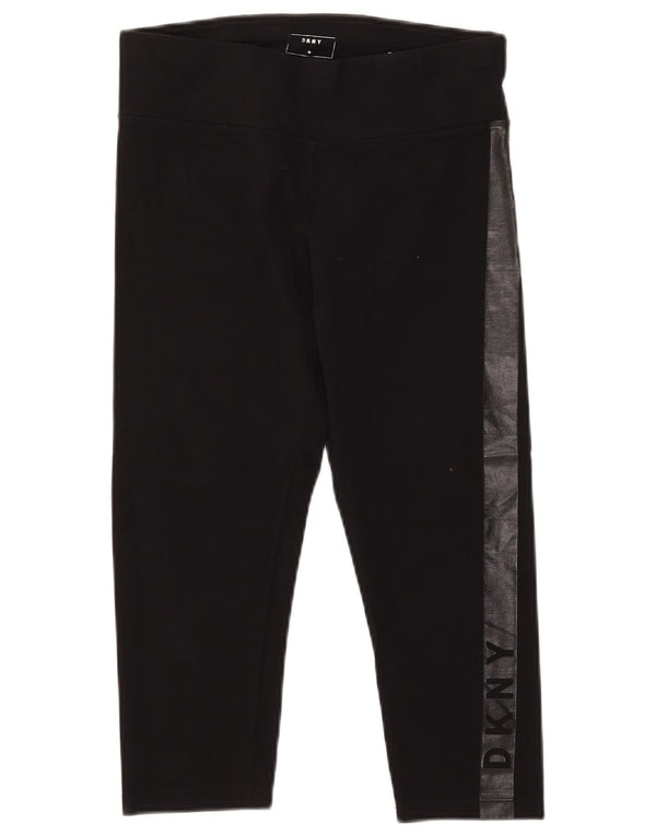 Dkny ženske Graphic Capri tajice UK 12 Srednje crne pamučne blokove