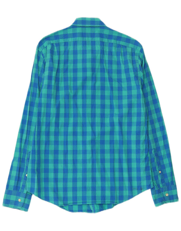 J. Crew Mens Tailored Slim Fit Shirt Medium Blue Check Cotton