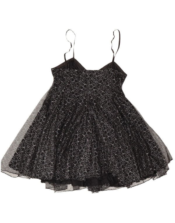 Vintage Womens Tutu Dress UK 8 Small Black Floral Polyester