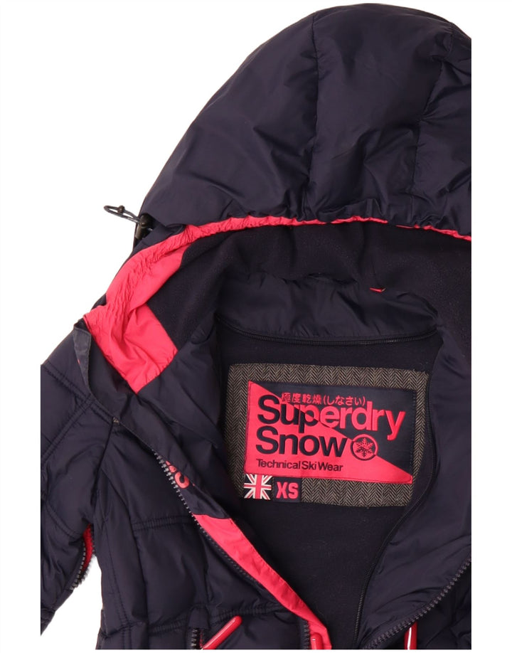 Superdry ženska prevelika skijaška jakna s kapuljačom UK 6 XS tamnoplavi poliester