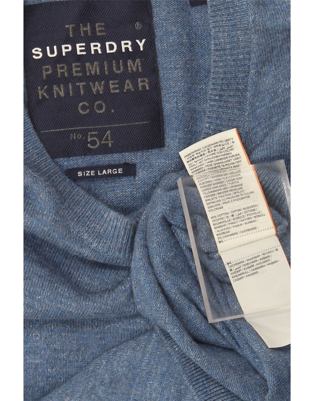 Superdry muški pulover s okruglim izrezom, veliki plavi pamuk