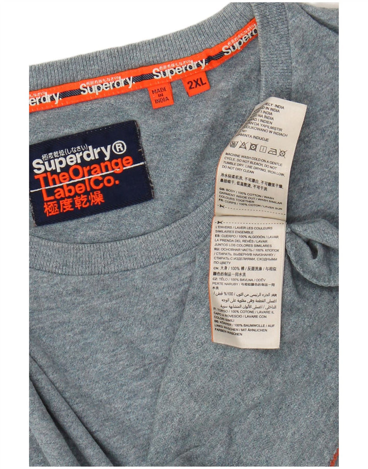 SUPERDRY muška majica kratkih rukava 2XL plavi flekasti pamuk