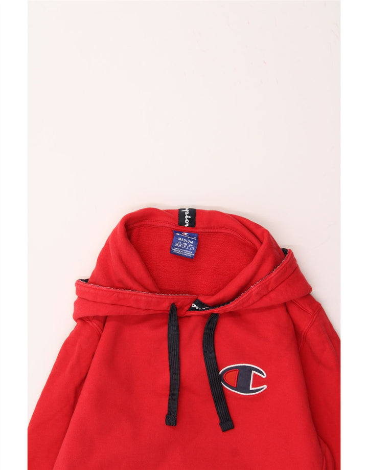 CHAMPION Mens Graphic Hoodie Jumper Medium Red Cotton Vintage Champion and Second-Hand Champion from Messina Hembry 
