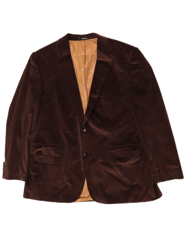 Barbour muška jakna od samta s 2 gumba IT 56 3XL smeđi pamuk
