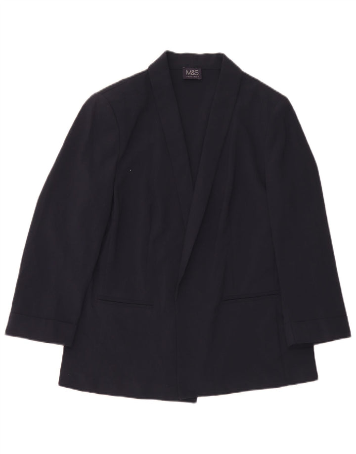 Marks & Spencer ženska jakna s otvorenim sakoom UK 12 Medium tamnoplavi poliester