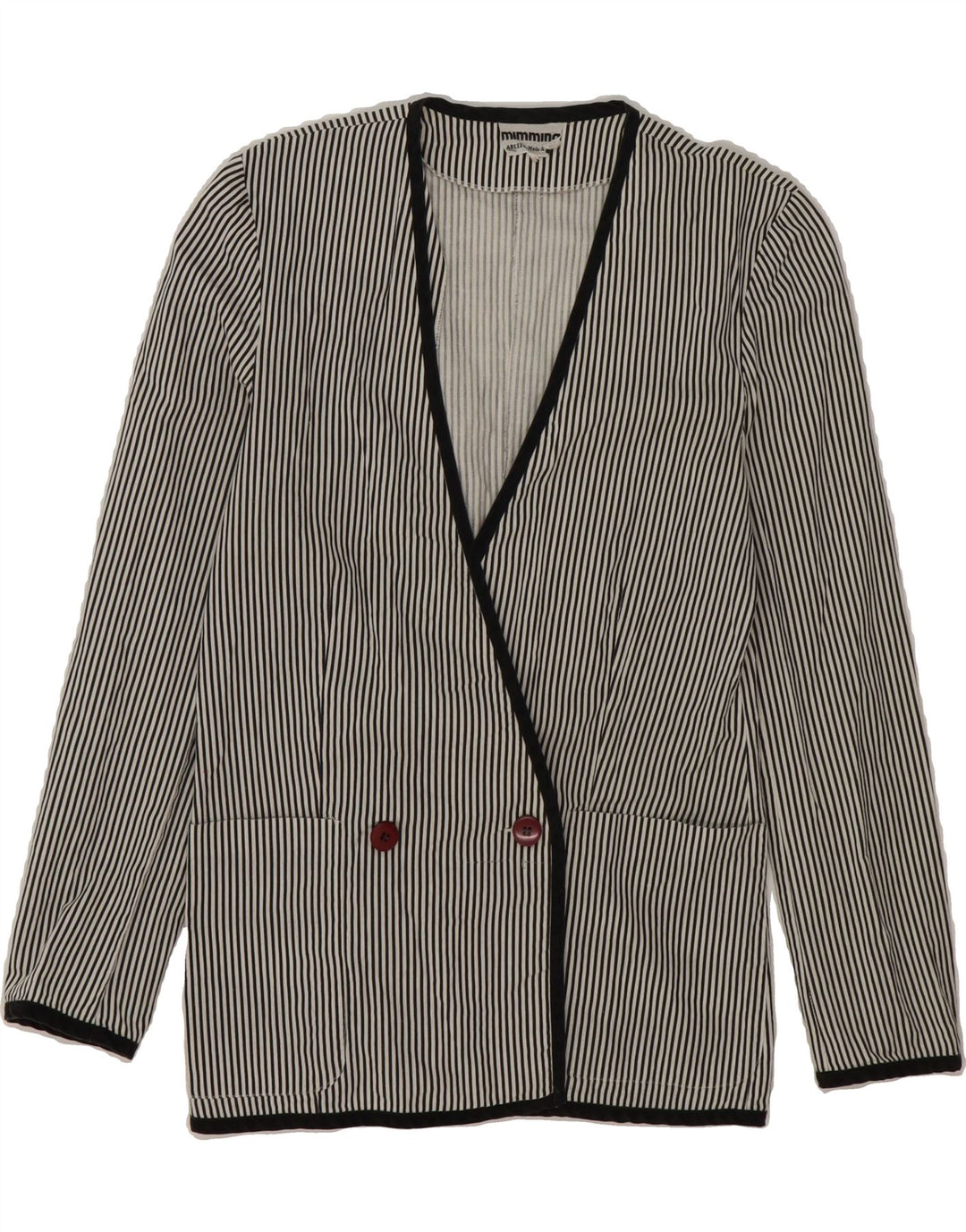 MIMMINA Womens Double Breasted Blazer Jacket UK 12 Medium Black Striped Vintage MIMMINA and Second-Hand MIMMINA from Messina Hembry 