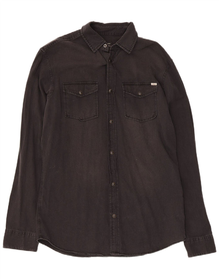 JACK & JONES muška traper košulja Srednje crni pamuk