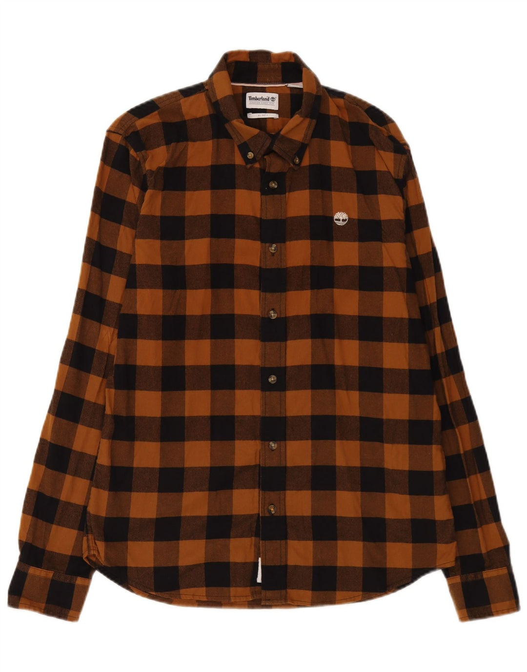 Timberland muška uska flanelska košulja srednje smeđeg kariranog pamuka