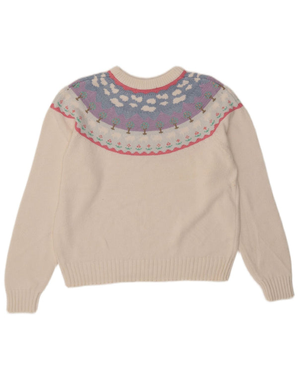Eddie Bauer ženski džemper s okruglim izrezom UK 16 Large White Fair Isle
