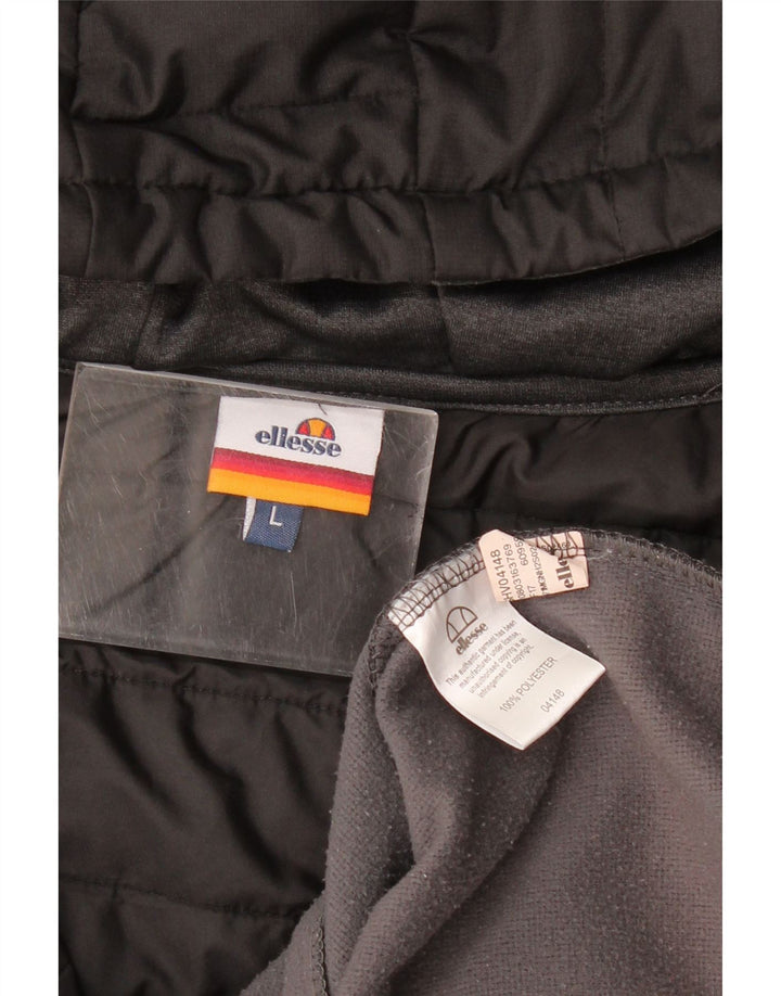 Ellesse muški pulover s kapuljačom na patentni zatvarač veliki sivi poliester u blokovima boja