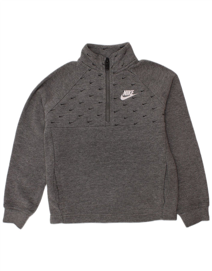 Nike Boys Graphic Zip Neck Sweatshirt Džemper 5-6 godina srednje sivi pamuk