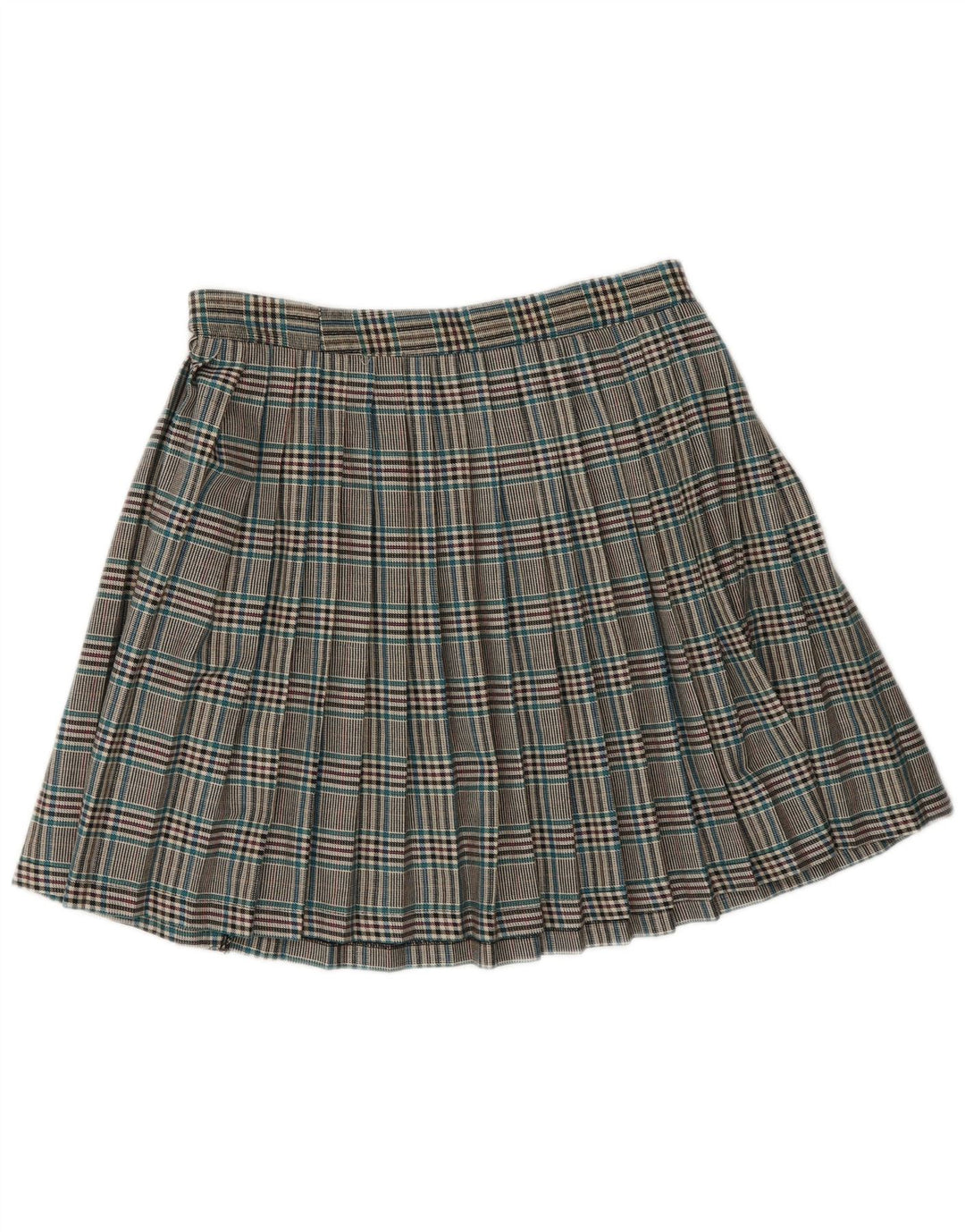 Vintage ženska plisirana suknja s noževima mala W28 sivi karirani poliester