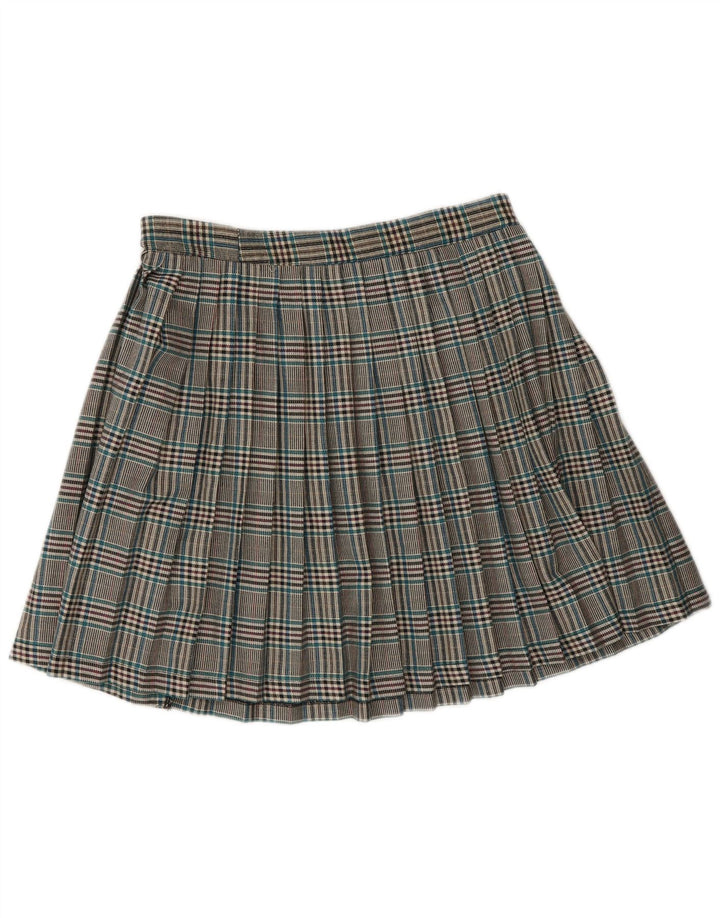 Vintage ženska plisirana suknja s noževima mala W28 sivi karirani poliester