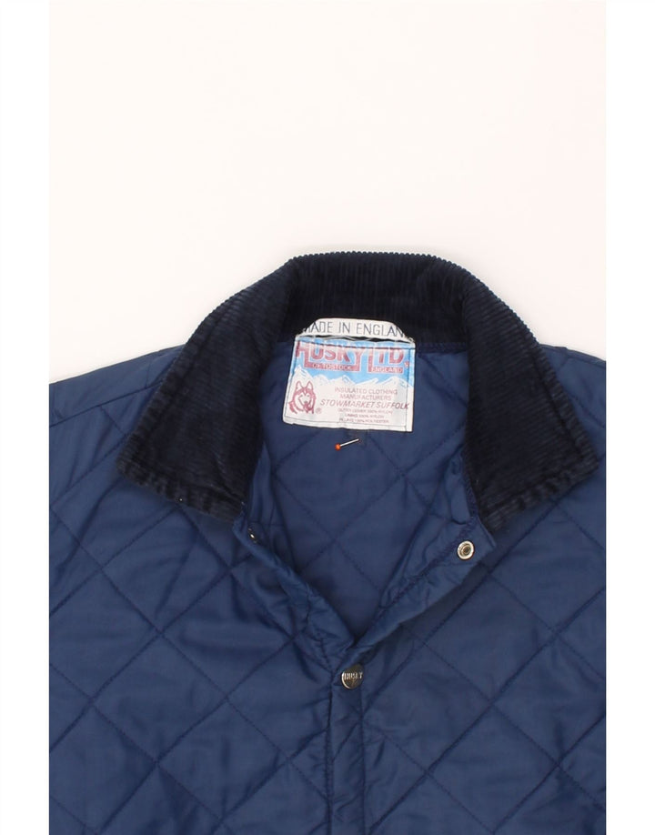 HUSKY Boys Quilted Jacket 11-12 Years Navy Blue Nylon Vintage Husky and Second-Hand Husky from Messina Hembry 