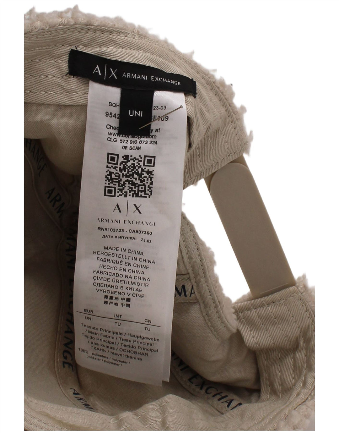 Armani Exchange muška bejzbolska kapa od flisa jedne veličine od bijelog poliestera