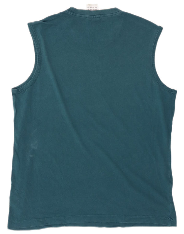 ADIDAS Mens Graphic Vest Top Large Green Cotton