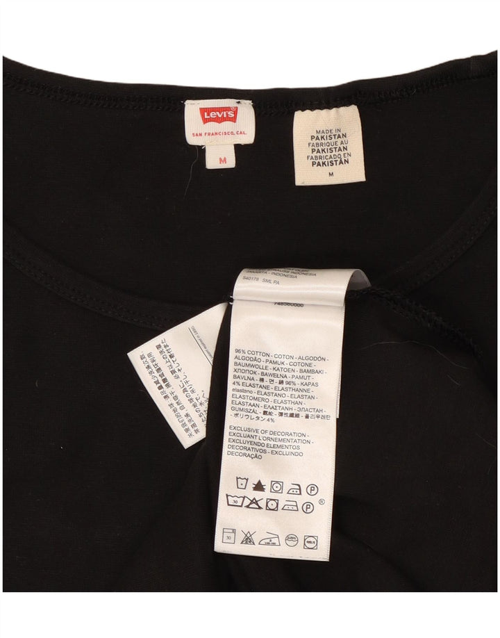 LEVI'S Womens T-Shirt Top UK 12 Medium Black Cotton