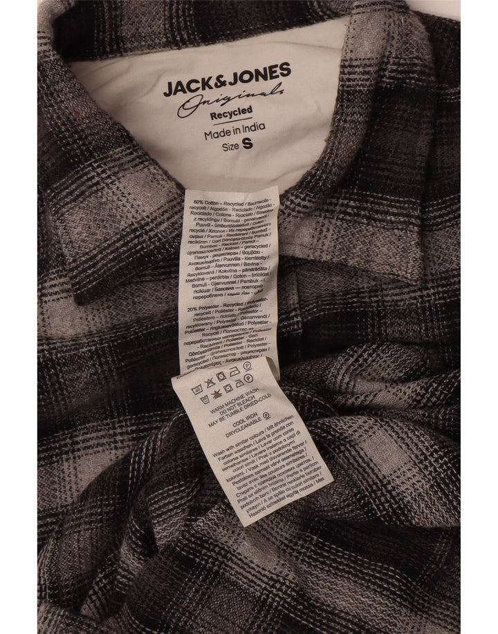 Jack & Jones muška karirana flanelska košulja mala siva pamučna