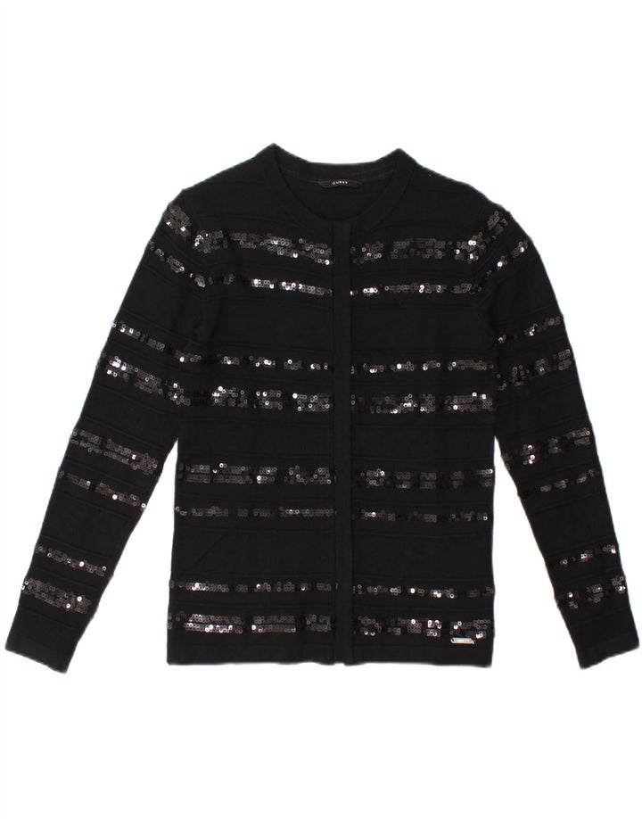 GUESS Womens Cardigan Sweater UK 12 Medium Black Polyamide Vintage Guess and Second-Hand Guess from Messina Hembry 