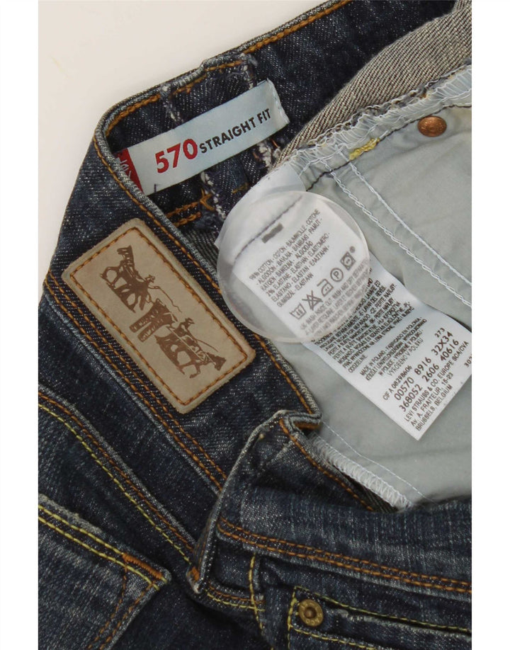 Levi's ženske ravne traperice 570 W32 L29 tamnoplavi pamuk