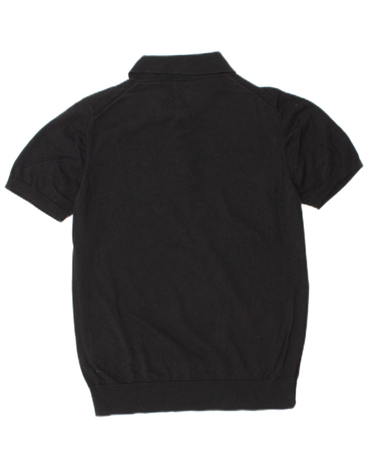 VINTAGE Boys Polo Shirt 13-14 Years Medium Black Cotton