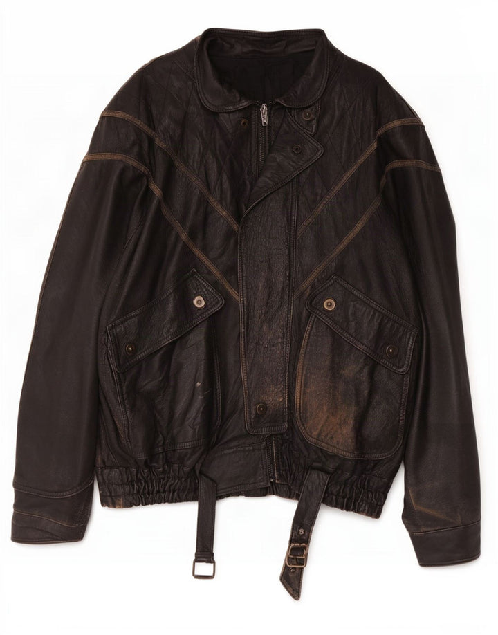 Vintage muška kožna jakna UK 44 2XL crna