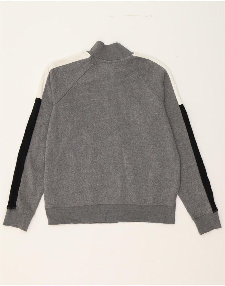REEBOK Womens Zip Neck Sweatshirt Jumper UK 14 Medium Grey Colourblock Vintage Reebok and Second-Hand Reebok from Messina Hembry 
