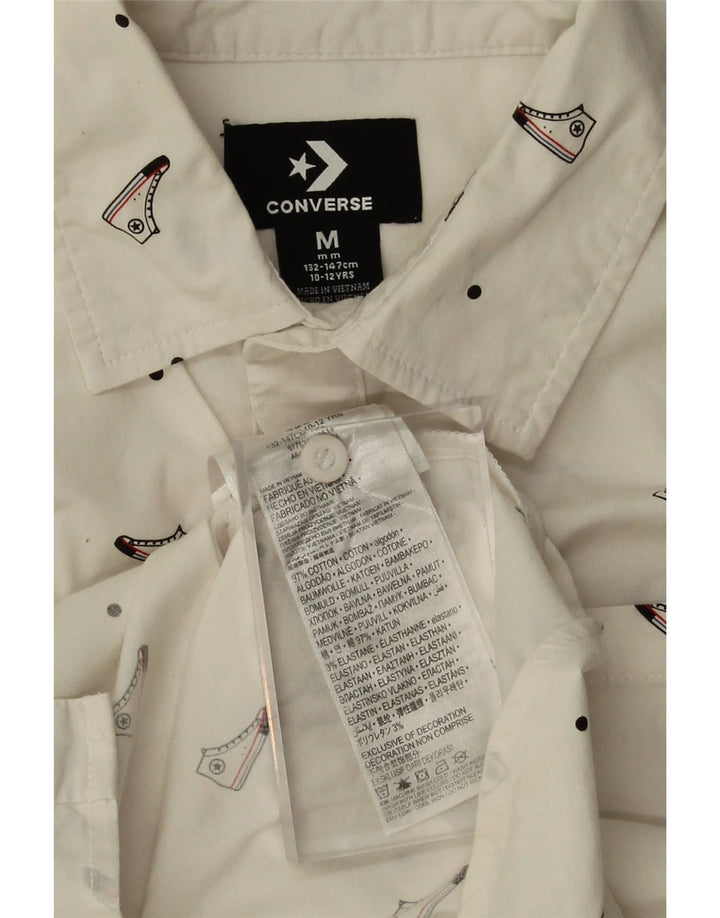 CONVERSE Boys Abstract Pattern Short Sleeve Shirt 10-11 Years Medium White Vintage Converse and Second-Hand Converse from Messina Hembry 
