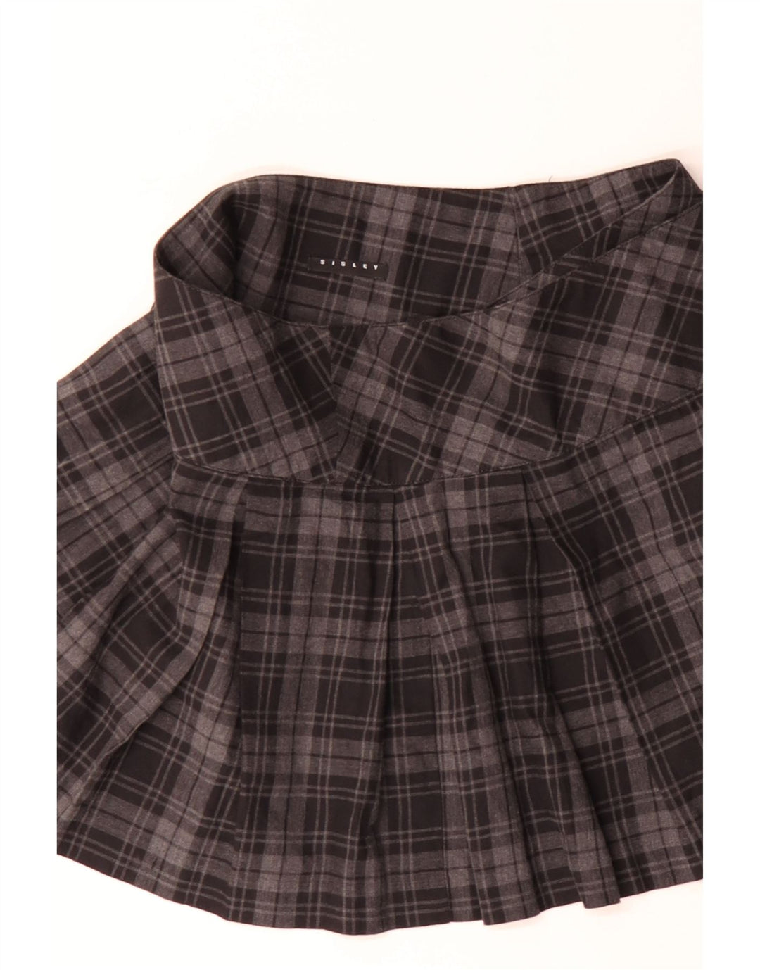 Sisley ženska mini suknja na omot W30 srednje siva karirana