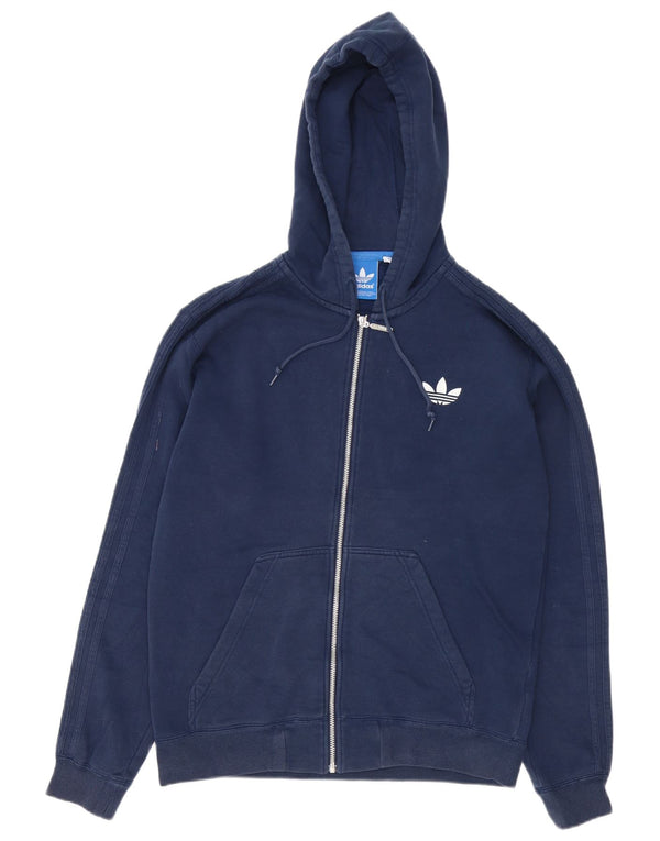 Adidas muški pulover s kapuljačom na patentni zatvarač srednje tamnoplavi pamuk