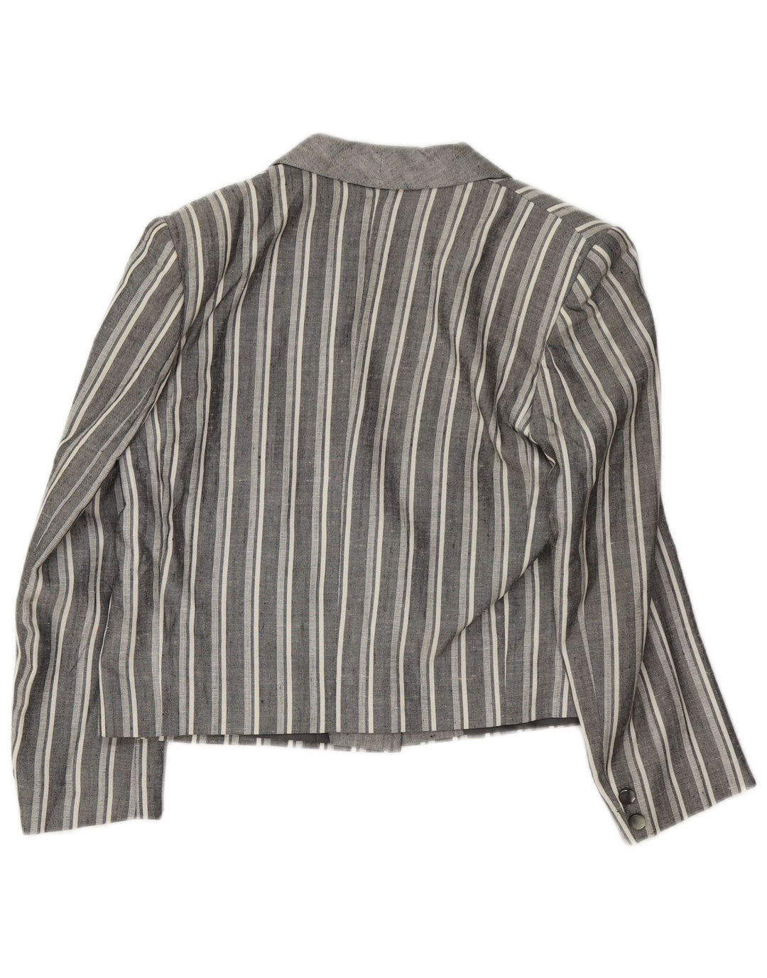 Vintage skraćena ženska jakna s jednim gumbom, UK 12, srednje sive pruge