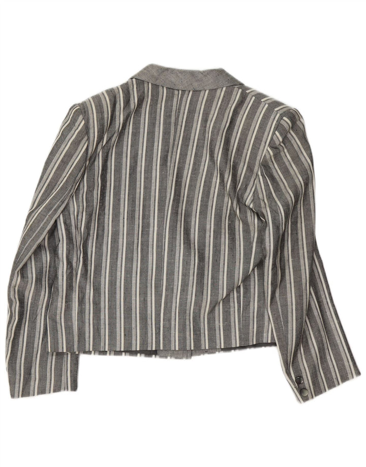 Vintage skraćena ženska jakna s jednim gumbom, UK 12, srednje sive pruge