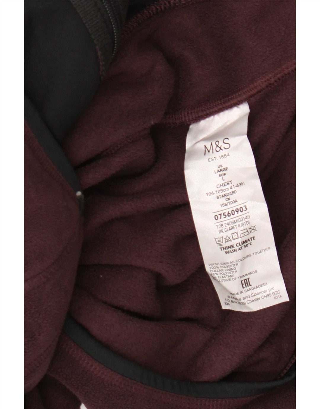 Marks & Spencer muška jakna od flisa UK 40 Large Burgundy Poliester