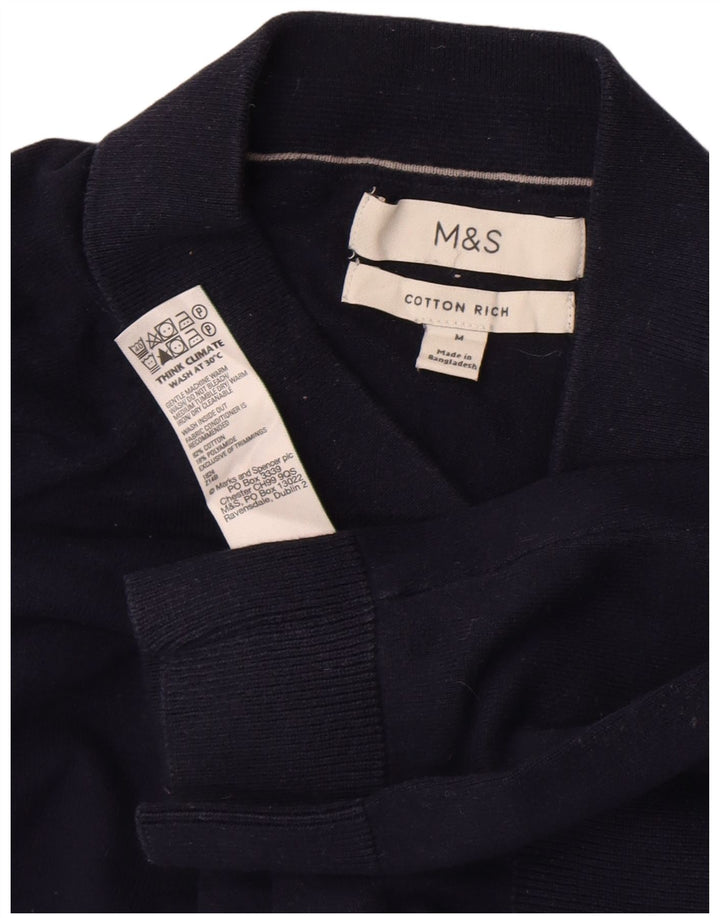Marks & Spencer muški džemper s polo ovratnikom Srednji tamnoplavi pamuk